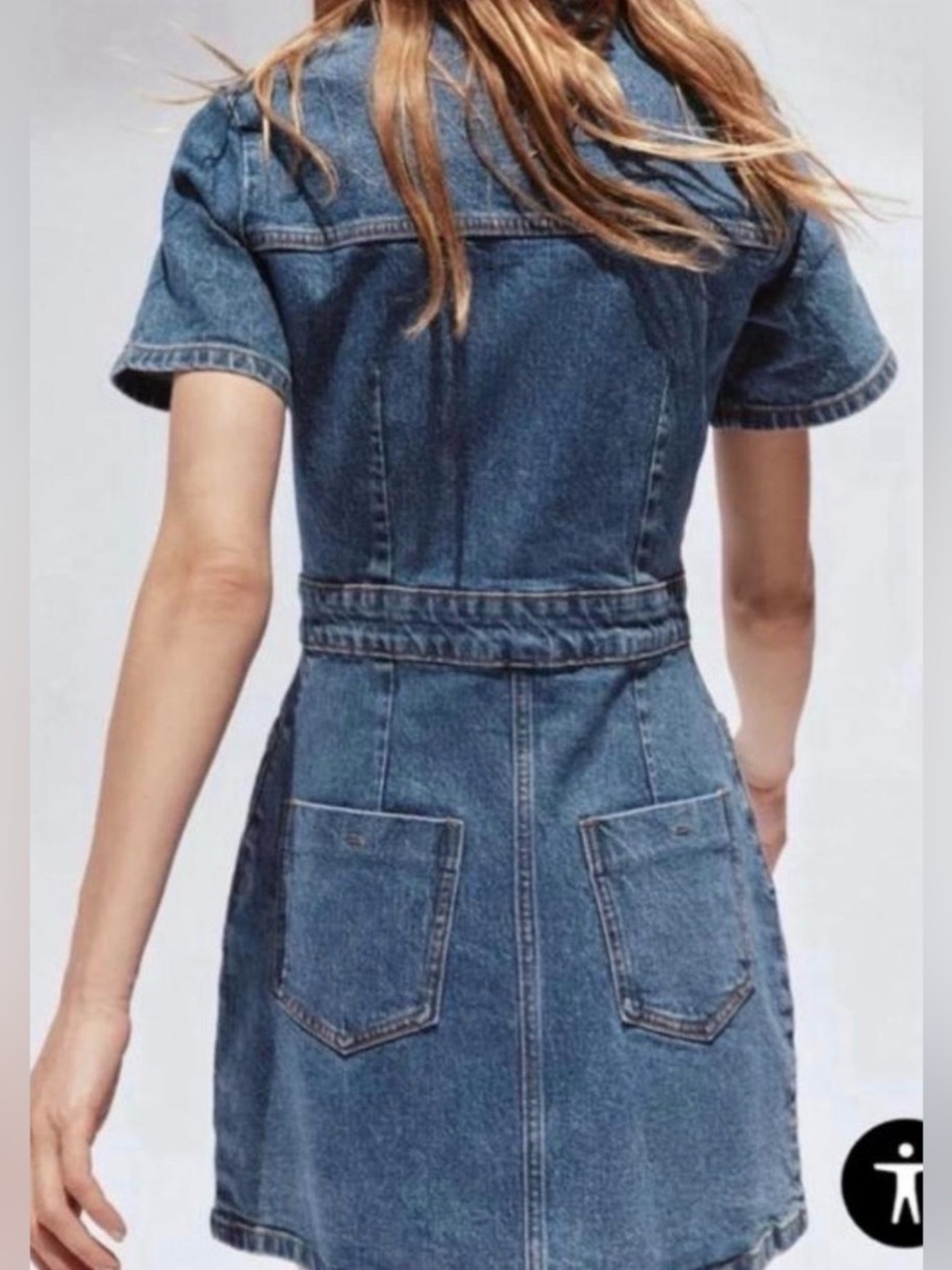 Zara denim button front short sleeve dress. Size sm - Picture 3 of 16